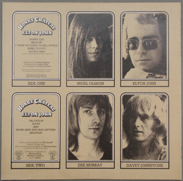 Image of Back Cover of LP - VG+/VG+ - ELTON JOHN, Honky Ch teau (DJM Black Yellow and Silver; DJLPH 423, UK 1972, Textured Gatefold Sleeve, Translucent purple when held up to the light, Stereo Under Cat No On Label), ,  - 2726200E