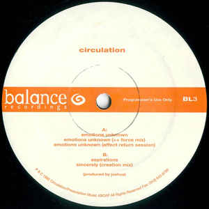Image of Front Cover of 12" - /VG - CIRCULATION, Emotions Unknown (Balance; BL3, US 1995), one or two light scuffs - minor,  - 2846297S