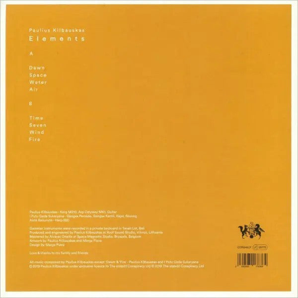 Image of Back Cover of LP - VG+/VG+ - PAULIUS KILBAUSKAS, Elements (The state51 Conspiracy; CON242LP, UK 2019, Debossed Sleeve, Clear Vinyl), ,  - 2346229S