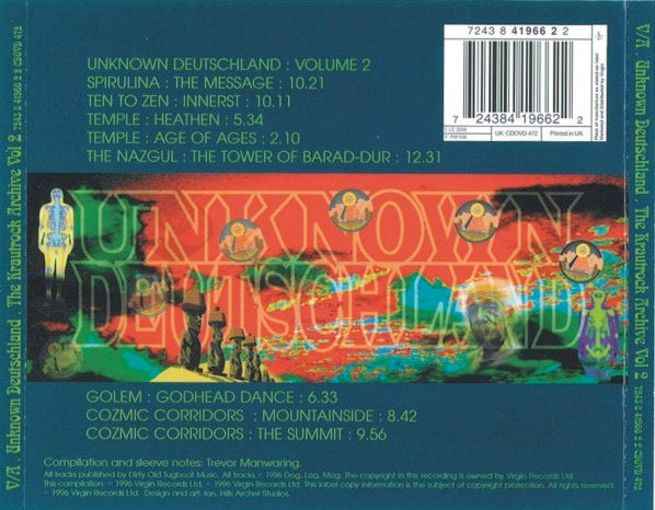 Image of Back Cover of 1914656C: CD - VARIOUS, Unknown Deutschland - The Krautrock Archive Volume 2 (Virgin; CDOVD 472, UK 1996)   VG+/VG+