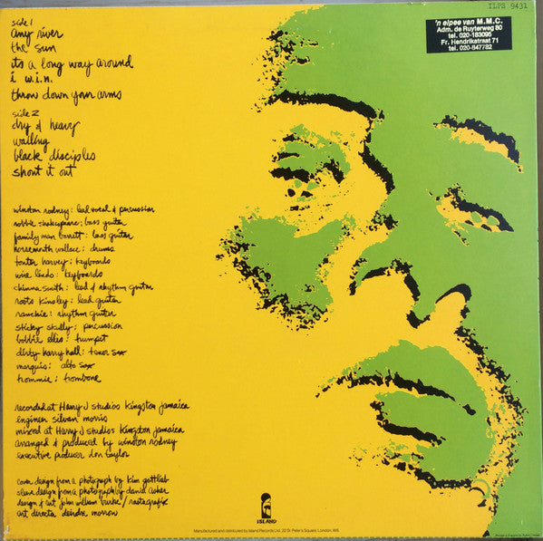 Image of Back Cover of 0643039S: LP - BURNING SPEAR, Dry & Heavy (Island Records; ILPS 9431, UK 1977, No Inner, Orange palm labels) Light marks and hairlines throughout. SWOL A Side. Sleeve intact but partially split spine and edgewear throughout.  VG/G