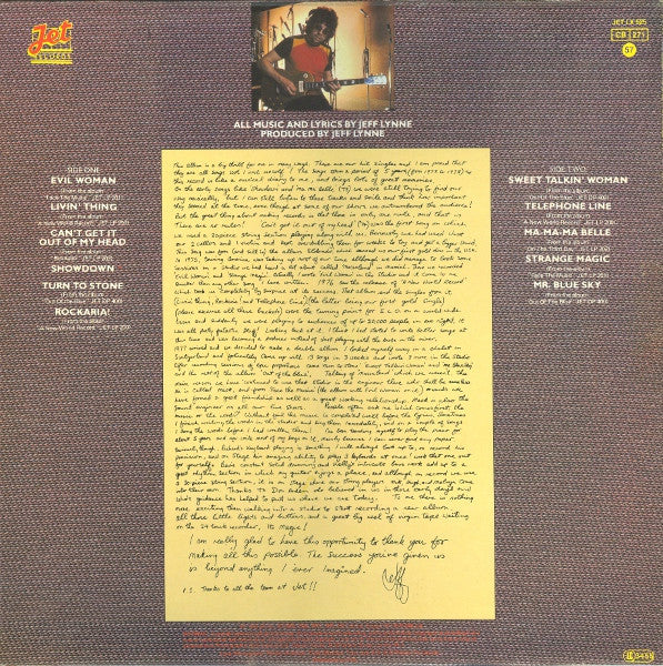 Image of Back Cover of LP - VG/VG+ - ELO - THE ELECTRIC LIGHT ORCHESTRA, ELO's Greatest Hits (Jet Records; JET LX 525, UK 1979, Laminated Sleeve, Inner), ,  - 3626093E