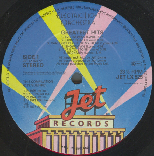 Image of Label Cover of LP - VG/VG+ - ELO - THE ELECTRIC LIGHT ORCHESTRA, ELO's Greatest Hits (Jet Records; JET LX 525, UK 1979, Laminated Sleeve, Inner), ,  - 3626093E