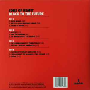 Image of Back Cover of 2xLP - VG/VG+ - SONS OF KEMET, Black To The Future (Impulse; , Europe 2021, Gatefold, Indies Only Orange Vinyl), Some very light staining on sleeve, Sons of Kemet returns in 2021 with their new album Black To The Future. The follow up to 2018 s Mercury Prize nominated breakout release Your Queen Is A Reptile. This release finds the UK-based quartet at their most dynamic   showcasing harmonically elegant arrangements and compositions, coupled with fierce, driving material that will be 
