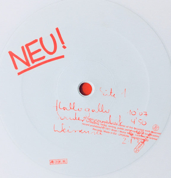 Image of Label Cover of LP - VG+/VG+ - NEU!, Neu! (Gronland; LPGRONI, Europe 2010 Reissue, Gatefold, White Vinyl), ,  - 3916137C