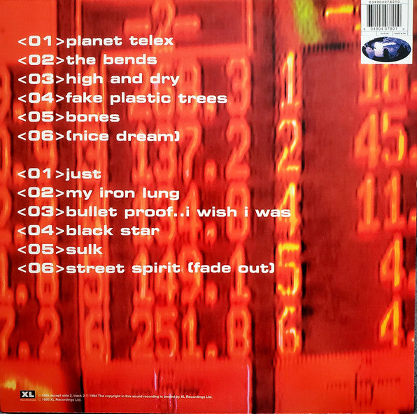 Image of Back Cover of LP - VG+/VG - RADIOHEAD, The Bends (XL Recordings; XLLP780, US 2016 Reissue, Inner), Strong VG, light hairlines. Corner wear and creasing.,  - 3826021E