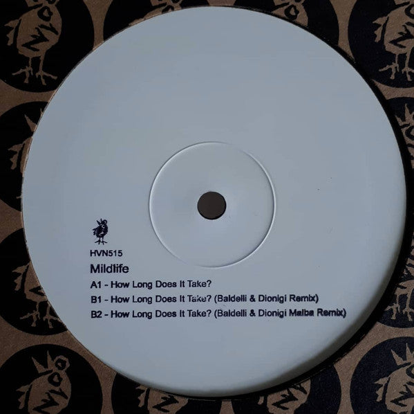 Image of Back Cover of 3044233S: LP - MILDLIFE, How Long Does It Take? (Heavenly Recordings; HVN515, UK & Europe 2019, White Label Promo, Company Sleeve)   VG+/VG+