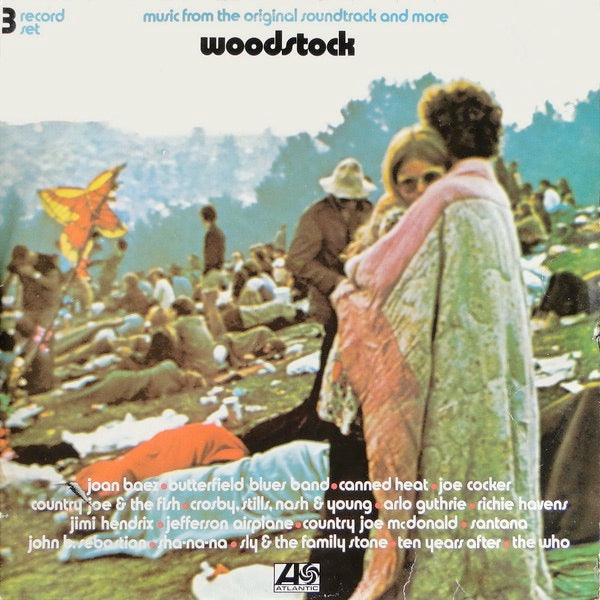 Image of Front Cover of 2724075E: 3xLP - VARIOUS, Woodstock - Music From The Original Soundtrack And More (Atlantic; ATL60001, Germany 1980s Reissue, Triple Gatefold, No Rights Societies on Labels) GEMA/Biem Box on Record 3  VG+/VG+