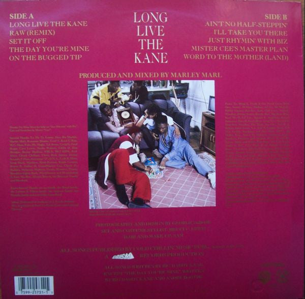 Image of Back Cover of LP - VG/G+ - BIG DADDY KANE, Long Live The Kane (Cold Chillin'; 925 731-1, Europe 1988), Sticker ghosts and wear / creases on sleeve,  - 1316630C