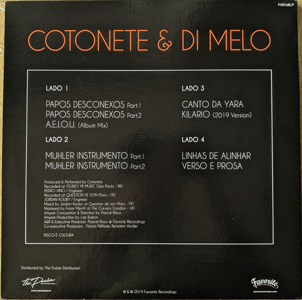 Image of Back Cover of 2xLP - VG+/VG+ - COTONETE & DI MELO, Atemporal (Favorite Recordings; FVR148LP, France 2019, Tip-On Gatefold), ,  - 3146066S