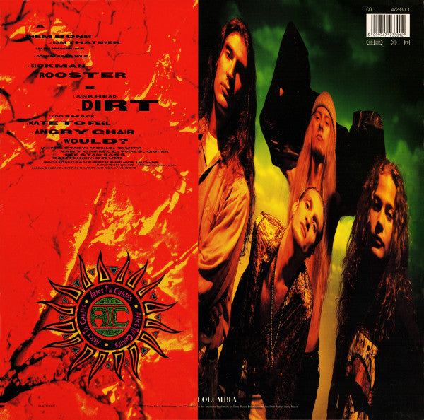 Image of Back Cover of LP - VG/VG - ALICE IN CHAINS, Dirt (Columbia; 472330 1, Europe 1992, Inner), Strong VG - Plays well, Minor Edge and Ring Wear. 4cm Seam Split on Top Seam,  - 3926151E