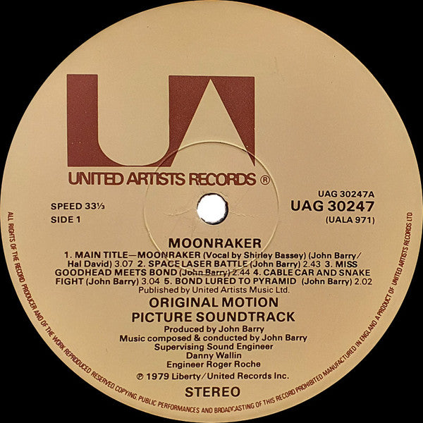 Image of Label Cover of 3724179E: LP - JOHN BARRY, Moonraker - OST (UA; UAG 30247, UK 1979, Laminated Sleeve)   VG/VG