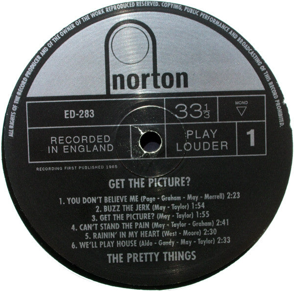 Image of Label Cover of LP - VG+/EX - THE PRETTY THINGS, Get The Picture? (Norton Records; ED-283, US 2000 Reissue, Gatefold, Mono, 180 Gram Vinyl), Corner Bump,  - 3526341E