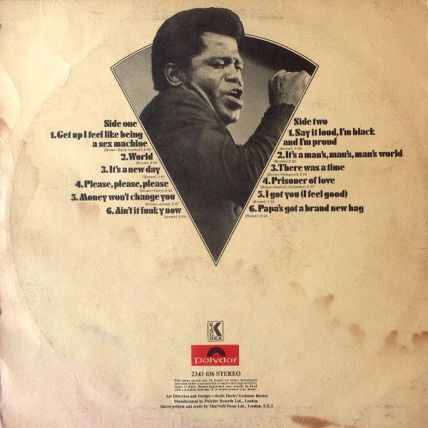 Image of Back Cover of LP - VG/VG - JAMES BROWN, Soul Brother No. 1 (Polydor Red Label; 2343 036, UK 1971, Textured Sleeve), ,  - 1926120E