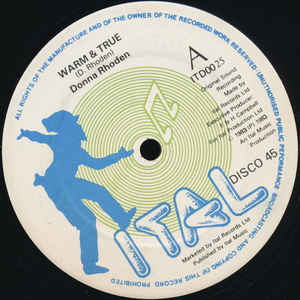 Image of Front Cover of LP - /VG+ - DONNA RHODEN, Warm & True / Warm Dub (Ital; ITD 0025, UK 1983), ,  - 0746256S