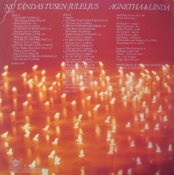 Image of Back Cover of LP - VG/VG+ - AGNETHA & LINDA, Nu T ndas Tusen Juleljus (Polar; POLS 328, Sweden 1981), Small light sleeve creases,  - 2416096C