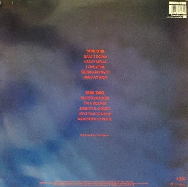 Image of Back Cover of LP - VG/VG - JUDAS PRIEST, Ram It Down (CBS; 461108 1, UK 1988, Inner), With Merchandise Sheet, Sticker Has Removed Varnish,  - 2726174E