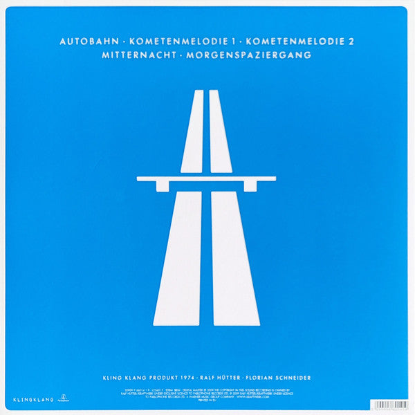 Image of Back Cover of LP - NEW/NEW - KRAFTWERK, Autobahn (Mute; 0190295272432, UK 2009 Reissue, Inner & Booklet, Blue Vinyl), , "Autobahn" is the fourth studio album by German electronic music band Kraftwerk, released in November 1974 by Philips Records. The band, which began as a duo of Florian Schneider and Ralf H tter before adding Klaus R der on guitar and flute and Wolfgang Fl r on percussion, underwent several personnel changes for the album. The album also marked the band's final step away from expe