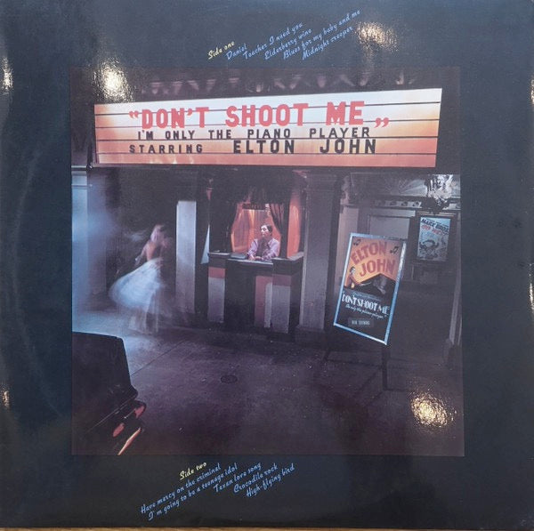 Image of Back Cover of 1225561E: LP - ELTON JOHN, Don't Shoot Me I'm Only The Piano Player (DJM Records; DJLPH 427, UK 1972, Laminated Gatefold Sleeve, Booklet, Translucent Red Under Strong Light A3/ B3)   VG/VG