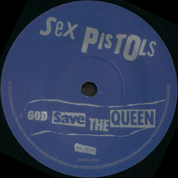 Image of Label Cover of 3725133E: 7" - SEX PISTOLS, God Save The Queen / Did You No Wrong (Virgin; VS 181, Europe 2007 Reissue, Picture Sleeve, Heavy Vinyl) Strong VG+  EX/VG+