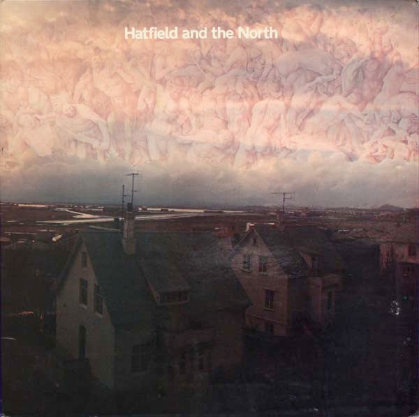 Image of Front Cover of 5024165E: LP - HATFIELD AND THE NORTH, Hatfield and the North (Virgin Coloured Drawing; V2008, UK 1974, Laminated Gatefold Sleeve) Top Left Corner Of Sleeve Chewed  VG/VG+