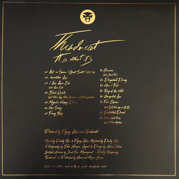 Image of Back Cover of LP - VG/VG - THUNDERCAT, It Is What It Is (Brainfeeder; BF100X, Europe 2020, Gatefold, Insert, 140 Gram Clear Vinyl, with Obi), Sleeve has genearl wear and obi is slighly damaged. Vinyl in strong VG.,  - 2546280S