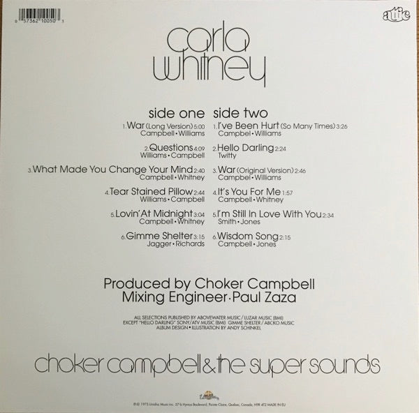 Image of Back Cover of LP - EX/VG - CARLA WHITNEY & CHOKER CAMPBELL & THE SUPER SOUNDS, Carla Whitney (Unidisc; LAT-1005, Europe 2021 Reissue, Record Store Day June Drop 2021), Opened instore but disc has storage marks. Sleeve still in shrink.,  - 4116403C