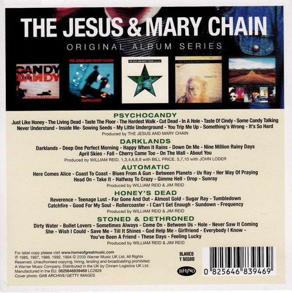 Image of Back Cover of 5xCD - EX/VG+ - THE JESUS AND MARY CHAIN, Original Album Series (Rhino Records ; 0825646839469, UK & Europe 2009, Slipcase), Still In Opened Shrinkwrap,  - 2316193C