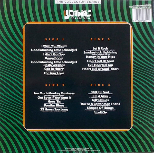 Image of Back Cover of 2444304S: 2xLP - THE YARDBIRDS, The Yardbirds Collection (Castle Communications; CCSLP 141, UK & Europe 1986, Gatefold) Cat Scratched Spine  G+/VG