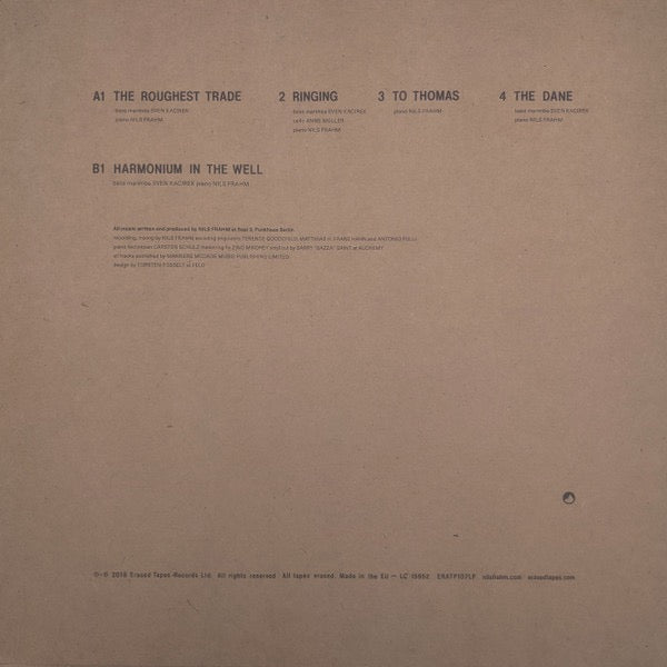 Image of Back Cover of 12" EP - VG+/VG+ - NILS FRAHM, Encores 1 (Erased Tapes; ERATP107LP, UK 2018, Card Sleeve, Black Inner), Some very faint hairlines,  - 2316122C