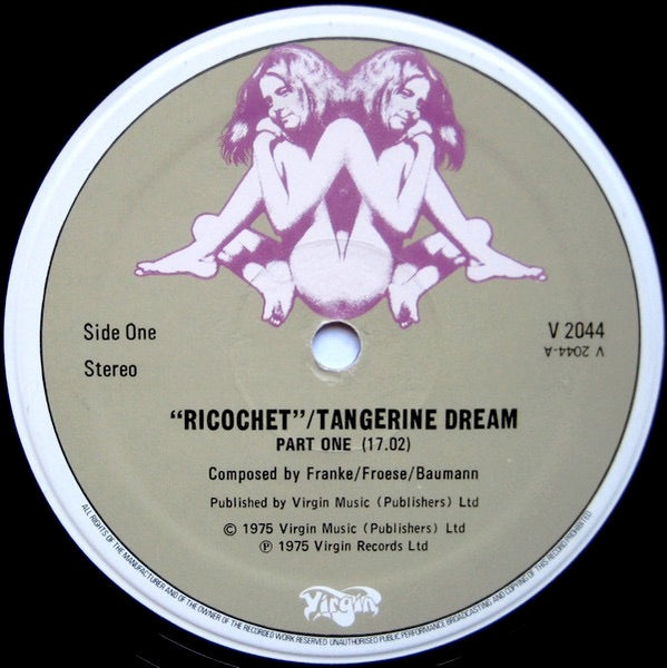 Image of Label Cover of LP - VG/VG+ - TANGERINE DREAM, Ricochet (Virgin Tan Labels; V 2044, UK 1975), Edge and Ring Wear,  - 1726217E