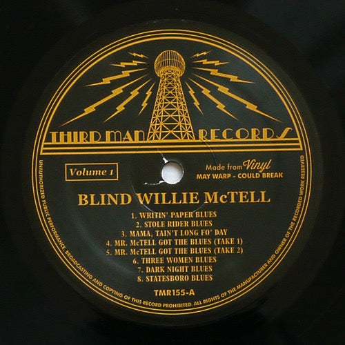 Image of Label of 3514187C: LP - BLIND WILLIE MCTELL, Volume 1 - Complete Recorded Works In Chronological Order, Oct 18, 1927 to Nov 29, 1929 (Document/ Third Man; TMR155, US 2013) Still In Shrinkwrap  EX/EX