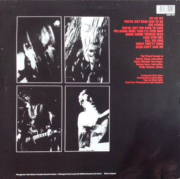 Image of Back Cover of 0526168E: LP - PRIMAL SCREAM, Primal Scream (Creation; CRELP054, UK 1989, Inner)   VG+/VG+