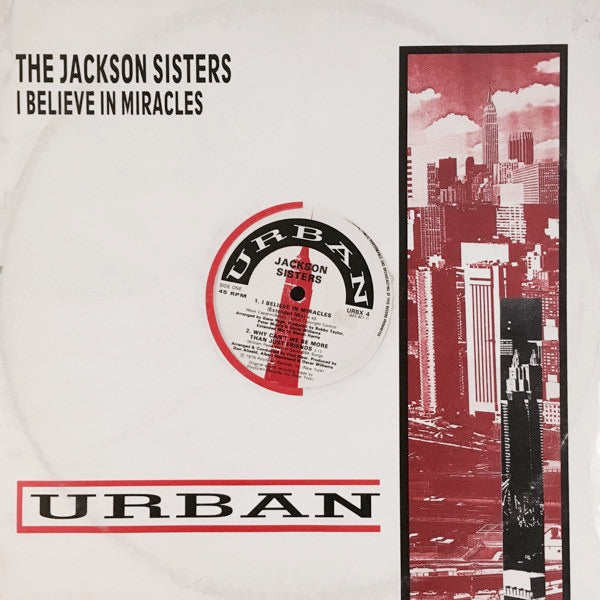 Image of Front Cover of 12" - VG/G+ - JACKSON SISTERS, I Believe In Miracles (Urban; URBX4, UK 1987, Die Cut Sleeve), Light marks only, A1: I Believe In Miracles A2: Why Can't We Be        More Than Just FriendsB1: I Believe In Miracles (7" Version)B2: Boy, You're Dynamite - 3316102C