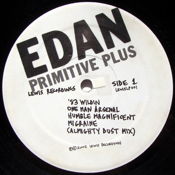 Image of Label Cover of 2xLP - VG/VG+ - EDAN, Primitive Plus (Lewis; LEWISLP001, UK 2002, Insert), Strong VG to sleeve - just one corner bump. Some staining to labels.,    - 0415538C