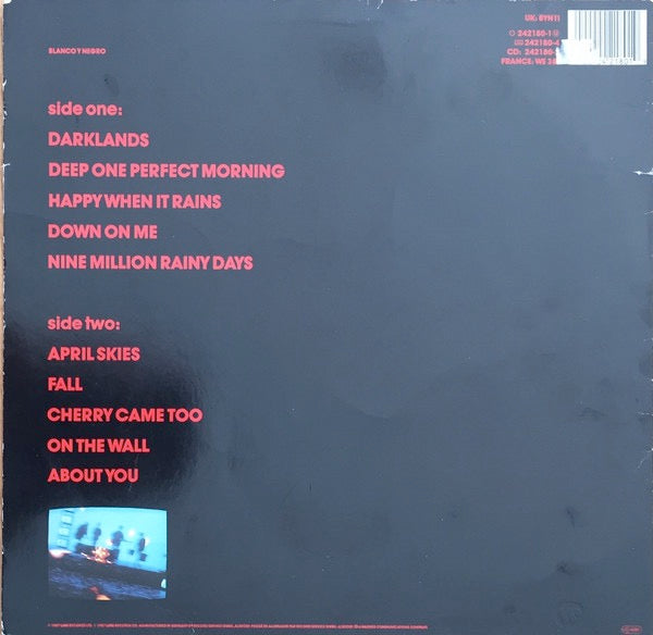 Image of Back Cover of LP - VG+/VG - THE JESUS AND MARY CHAIN, Darklands (Blanco Y Negro; BYN11, Europe 1987, Inner), Strong VG disc, Glossy with a few fine wispy hairlines, Clean shiny sleeve, With OIS,  - 2516383C