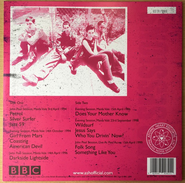 Image of Back Cover of 4934062E: LP - ASH, BBC Sessions 1994 - 1999 (BBC; ATOMO64, UK 2021, Record Store Day 2021. Numbered, Limited Edition of 1000. Hot Pink Vinyl.)   NEW/NEW