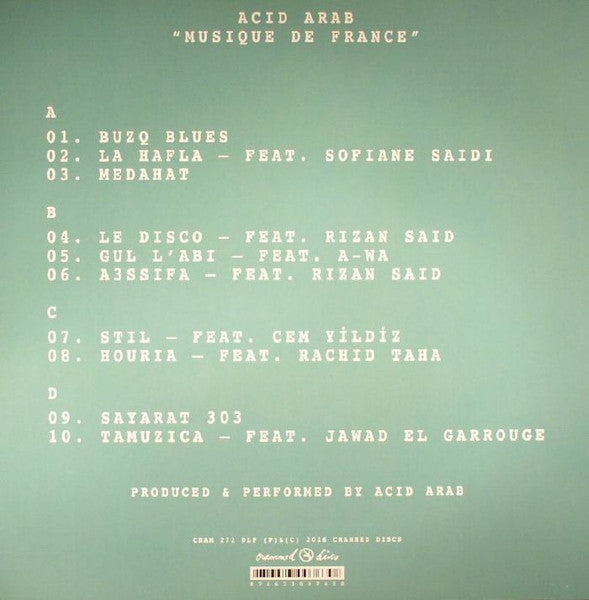 Image of Back Cover of 2xLP - VG+/G+ - ACID ARAB, Musique De France (Crammed Discs  ; CRAM 272 DLP, Belgium 2016, Picture Sleeve, 2 Inners), Lighter marks only,  - 2216427C