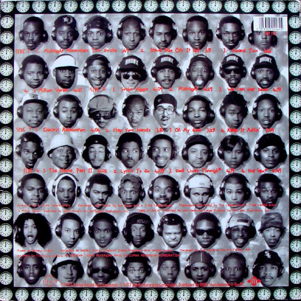 Image of Back Cover of 2xLP - VG/G+ - A TRIBE CALLED QUEST, Midnight Marauders (Jive ; HIP 143, Europe 1993, Released with No Inners), Corner crease and old shop sticker on cover. Plays with light surface noise.,  - 3046061S
