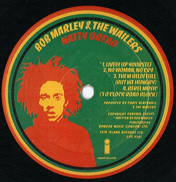 Image of Label Cover of LP - VG+/VG+ - BOB MARLEY & THE WAILERS, Natty Dread (Island Records; ILPS 9281, UK 1974, Inner With Square Corners), Light lines only.,  - 2316137C