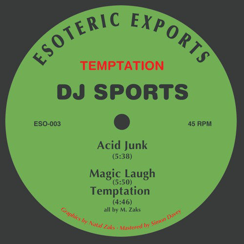 Image of Front Cover of 12" - VG/VG - DJ SPORTS, Temptation EP (Esoteric Exports  ; ESO-003, Australia 2021, Stickered Plain Sleeve), ,  - 2016510C