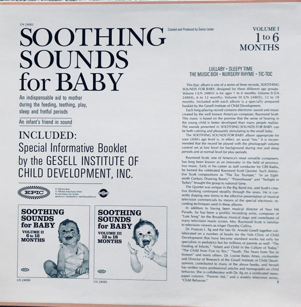 Image of Back Cover of LP - VG+/VG+ - RAYMOND SCOTT, Soothing Sounds For Baby Volume I (1-6 Months) (Basta  ; 30-9035-1, Netherlands 1999 Reissue, Missing the booklet), ,  - 1026181E