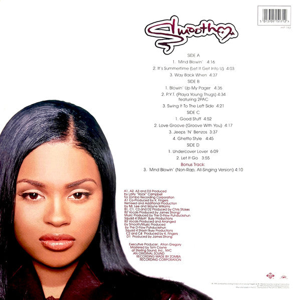 Image of Back Cover of 2xLP - G+/G+ - SMOOTH, Smooth (Jive  ; HIP 162, Europe 1995, 2 Inners), Records marked, some sides more notable than others. Sleeve has some heavier wear along opening and edges, splits and wear at corners. Light stains and scuffs,  - 2616321C