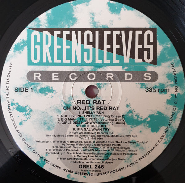 Image of Label Cover of LP - VG/VG - RED RAT, Oh No... It's Red Rat (Greensleeves Records  ; GREL 246, UK 1997), Edge Wear,  - 3546191S