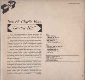 Image of Back Cover of 4924338E: LP - INEZ & CHARLIE FOXX, Greatest Hits (Direction  ; 8-63281, UK 1968, Laminated Front Sleeve) Light ringwear on sleeve.  VG+/EX