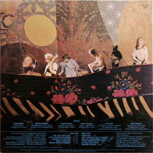 Image of Back Cover of LP - VG/VG - RUFUS FEATURING CHAKA KHAN, Rags To Rufus (ABC Records; ABCL-5052, UK 1974, Picture Sleeve), Some wear at edges and corners of sleeve,  - 3416364C