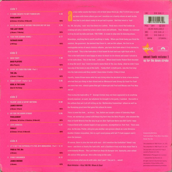 Image of Back Cover of 2xLP - VG/VG - VARIOUS, Up For The Down Stroke (Polydor; 515 548-1, UK 1992), ,  - 3316287C