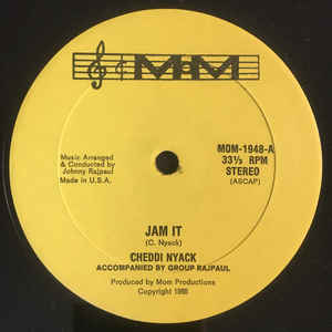 Image of Front Cover of 5225008E: 12" - CHEDDI NYACK, Jam It / If She Could Only Believe (Mom Productions; MOM-1948, US 1985, Plain Sleeve) Light marks.  /VG