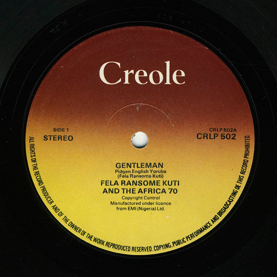 Image of Label Cover of LP - VG/VG - FELA RANSOME KUTI & THE AFRICA 70, Gentleman (Creole Records  ; CRLP 502, UK 1975, Laminated Sleeve), ,  - 3526069E