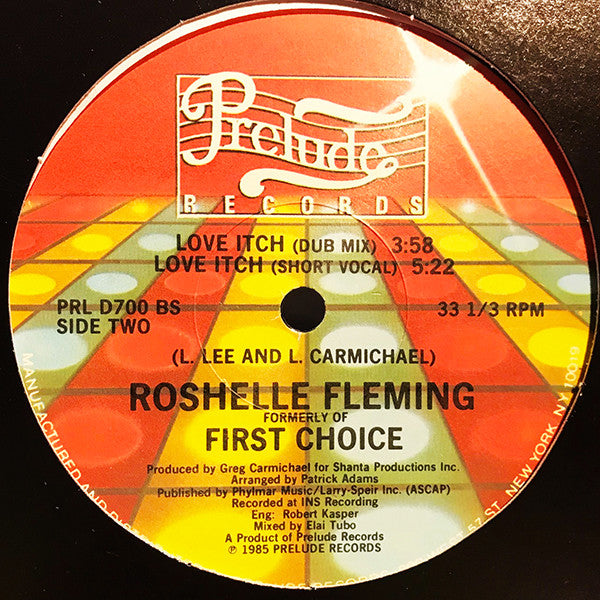 Image of Back Cover of 12" - VG/VG+ - ROSHELLE FLEMING, Love Itch (Prelude Records ; PRL D700, US 1985, Company Sleeve), ,  - 0926023E